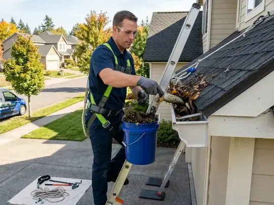 Inspection and gutter service workflow illustration